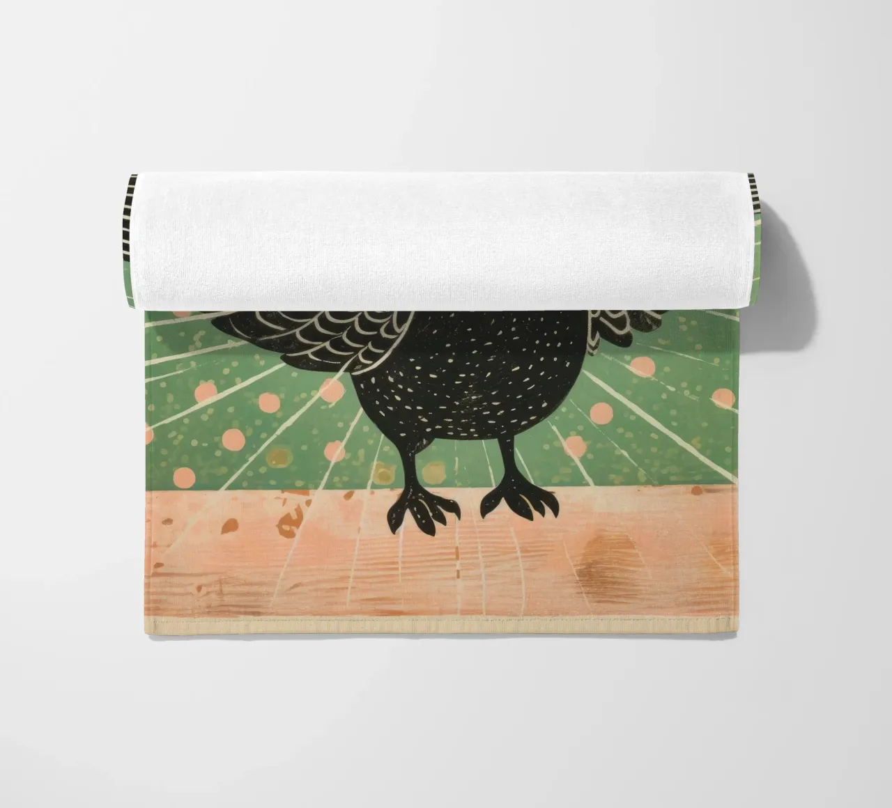Piccione verde 2 telo mare da Minimal Animal Art