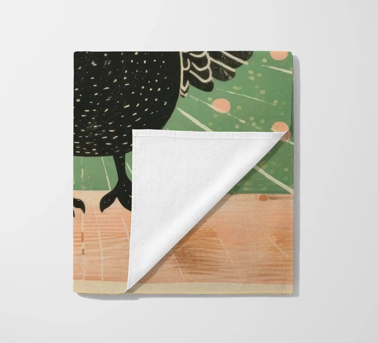 Piccione verde 2 telo mare da Minimal Animal Art