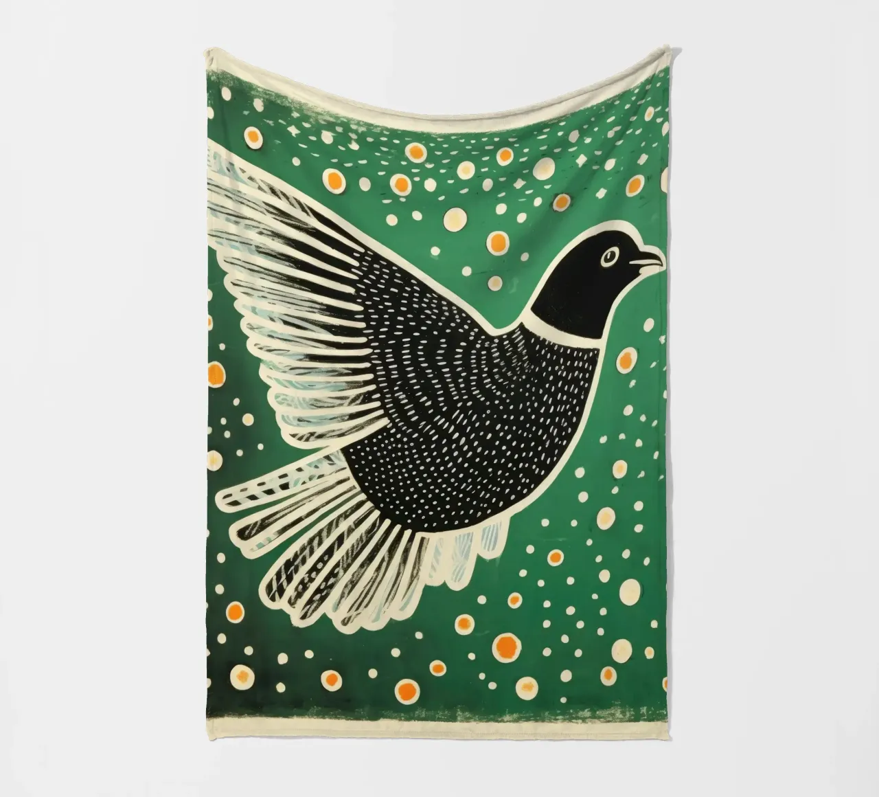 Piccione verde 3 coperta in pile da Minimal Animal Art