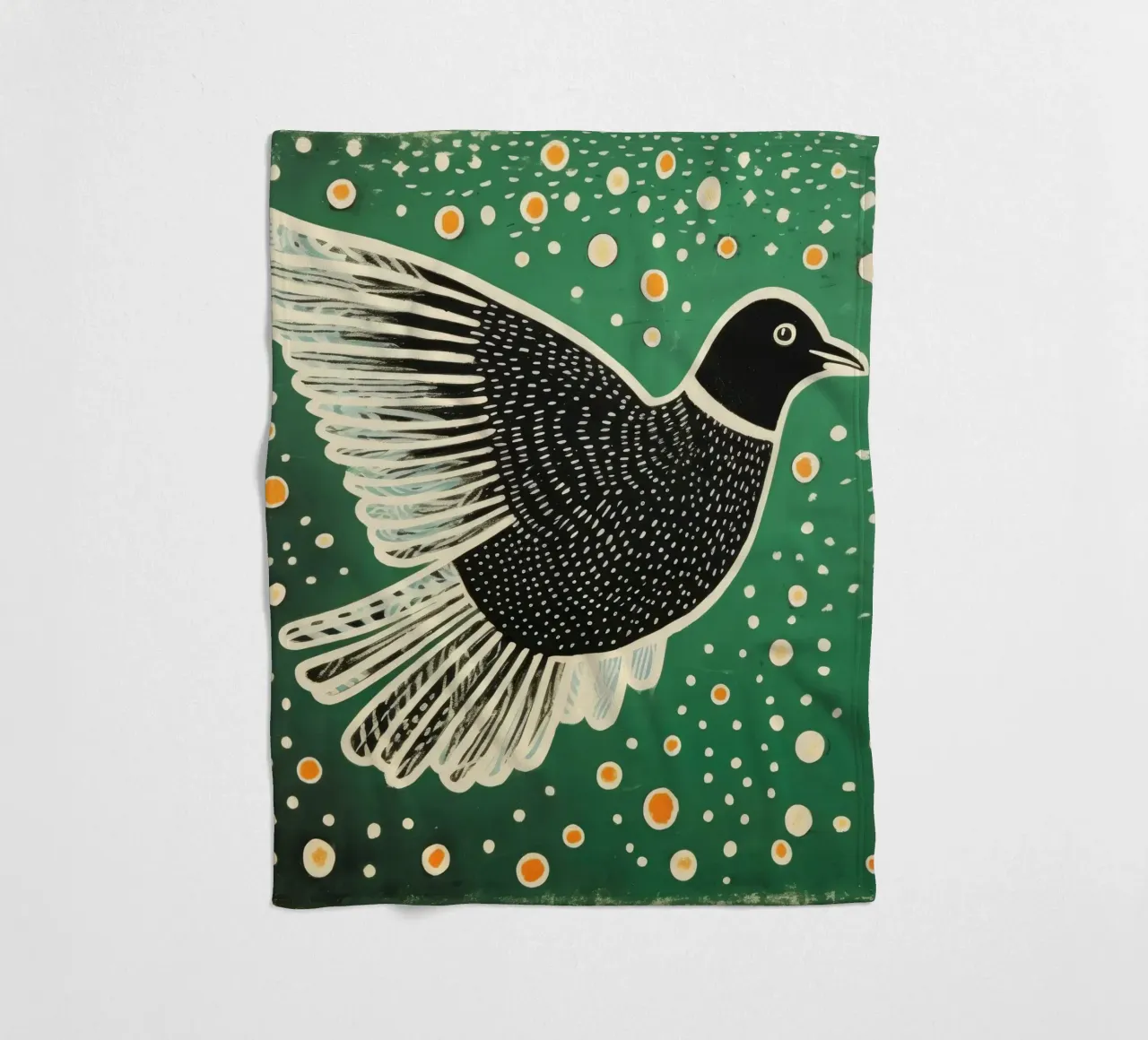 Piccione verde 3 coperta in pile da Minimal Animal Art