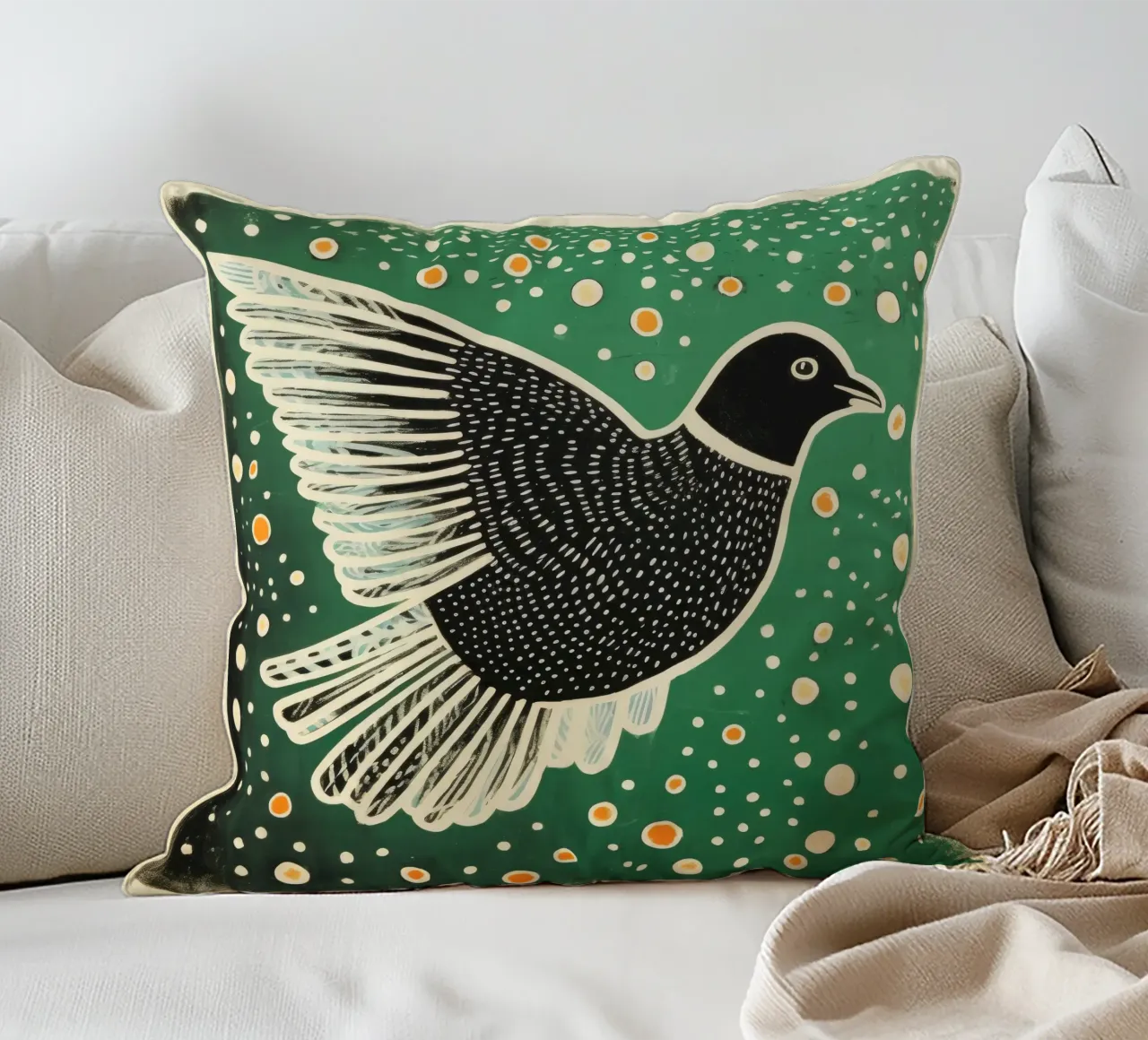 Piccione verde 3 cuscino da Minimal Animal Art