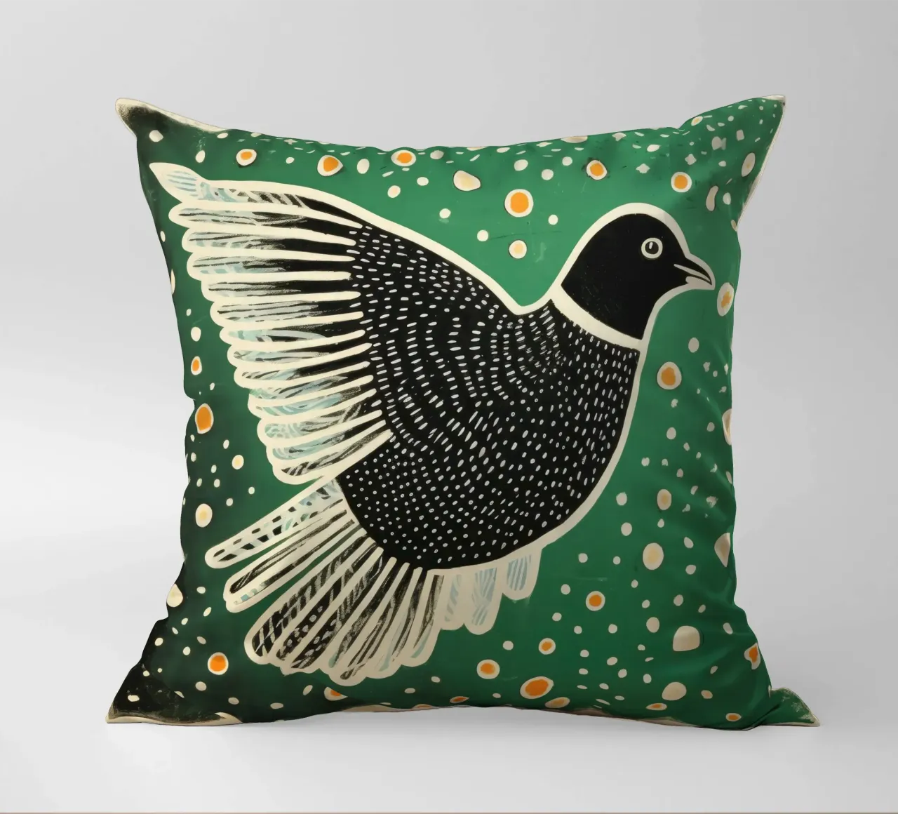 Piccione verde 3 cuscino da Minimal Animal Art