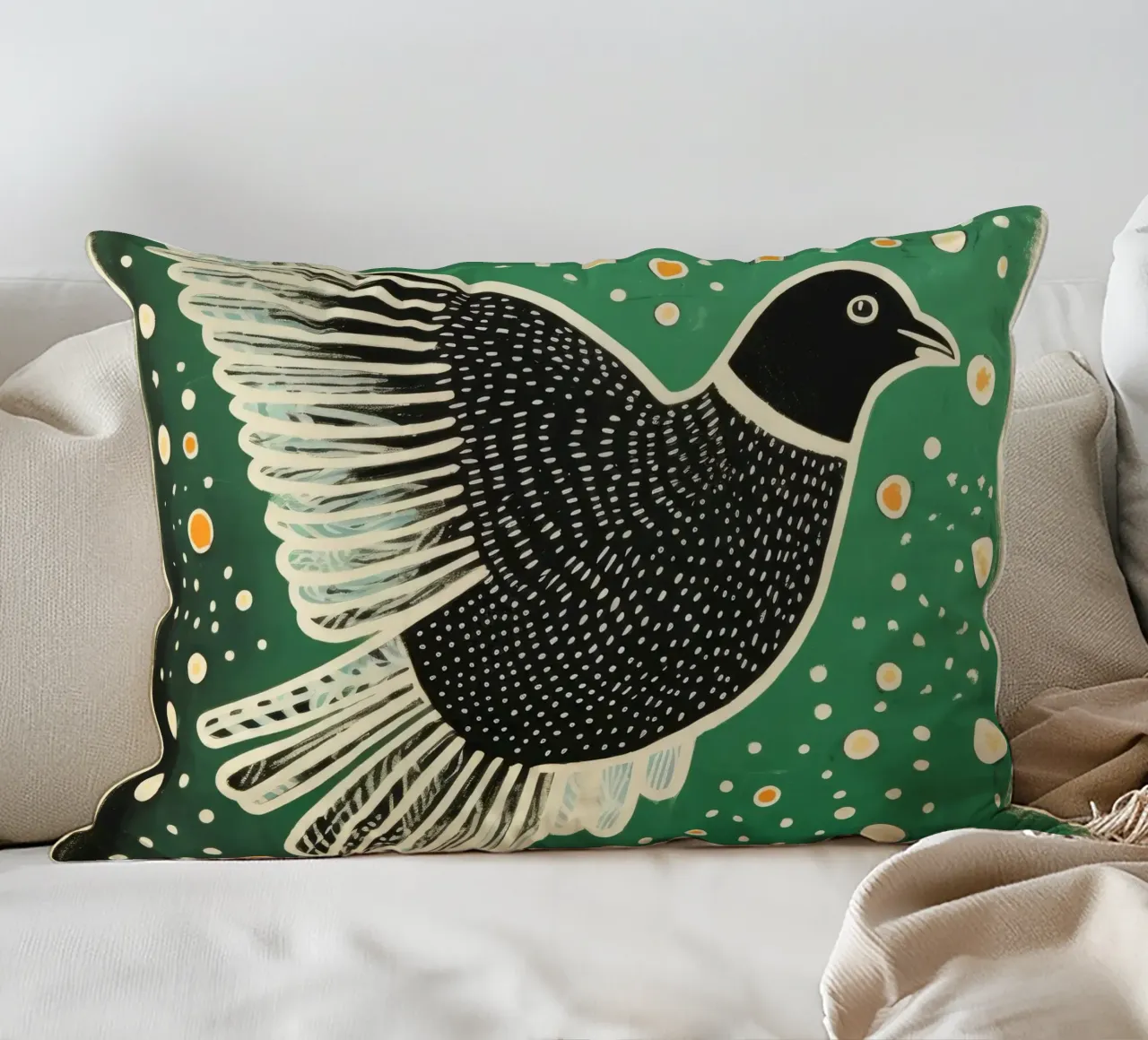 Piccione verde 3 cuscino da Minimal Animal Art