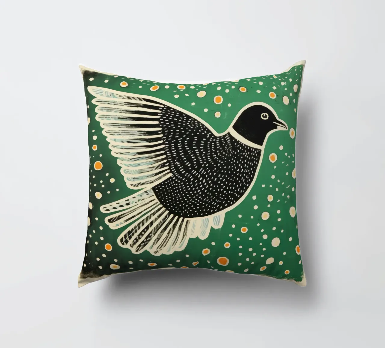 Piccione verde 3 cuscino da Minimal Animal Art