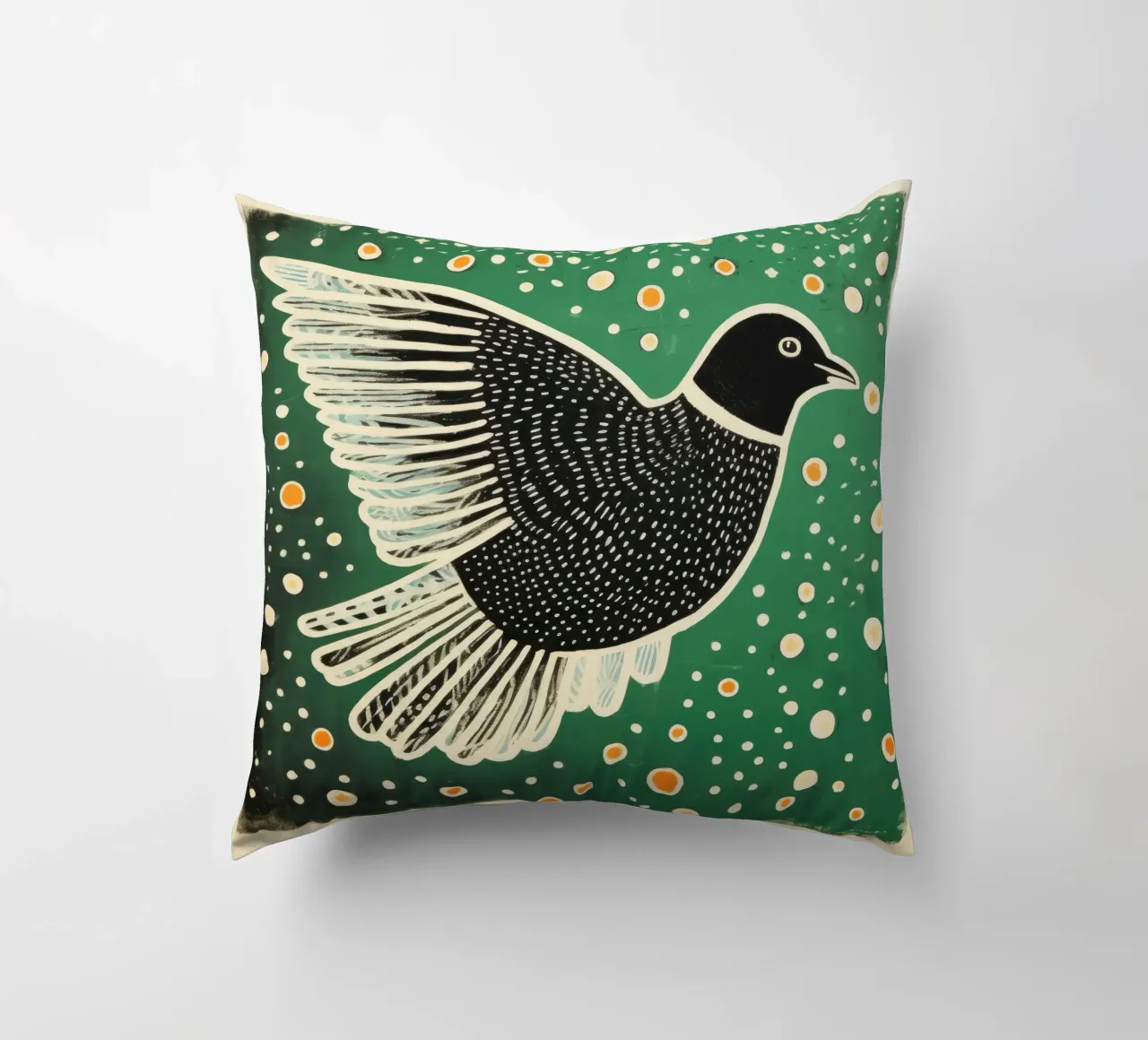 Piccione verde 3 cuscino da Minimal Animal Art