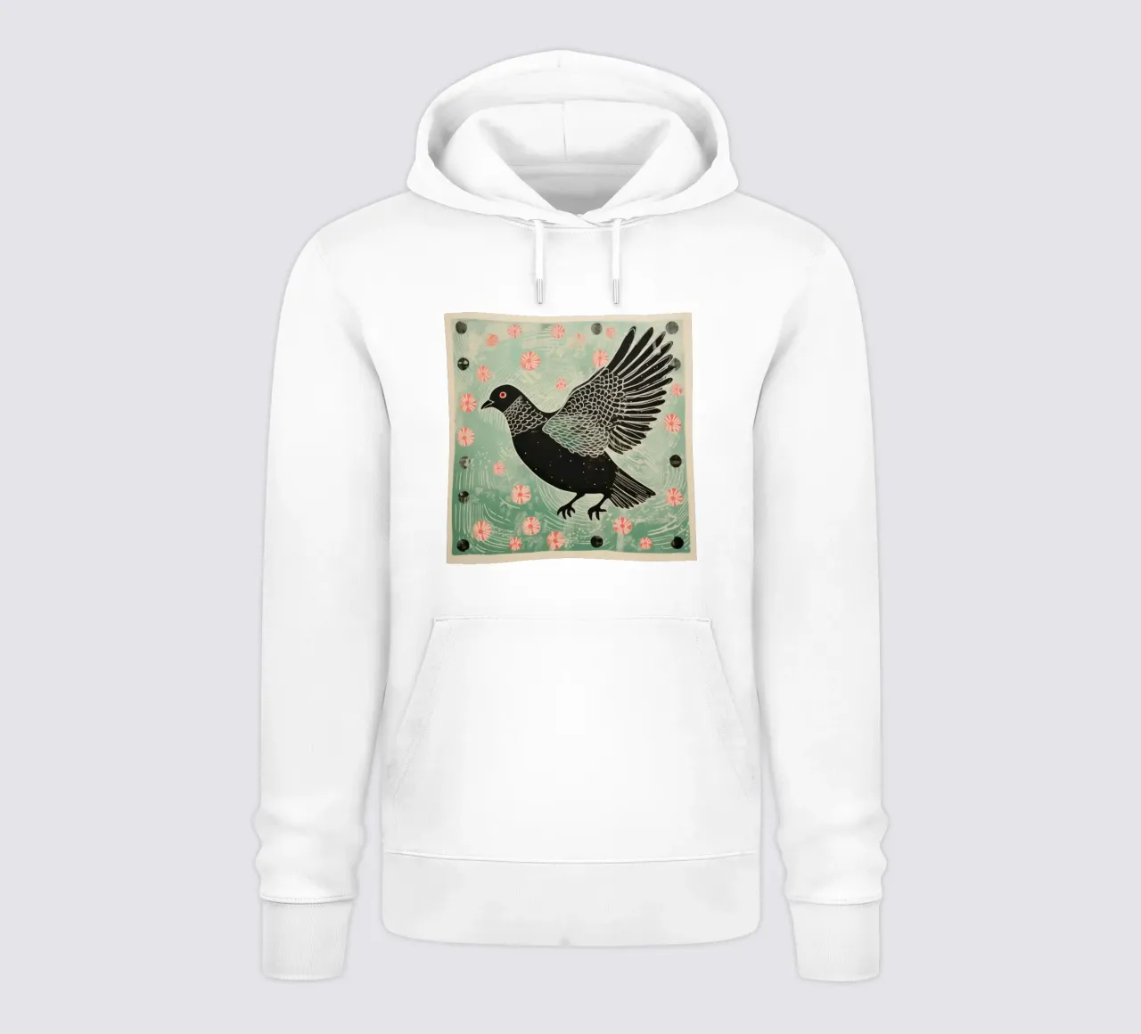 Piccione verde 4 felpa con cappuccio da Minimal Animal Art
