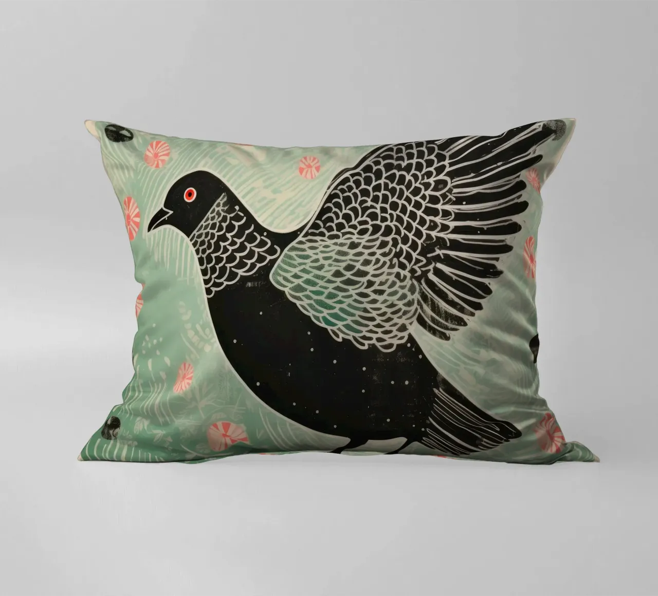 Piccione verde 4 cuscino da Minimal Animal Art