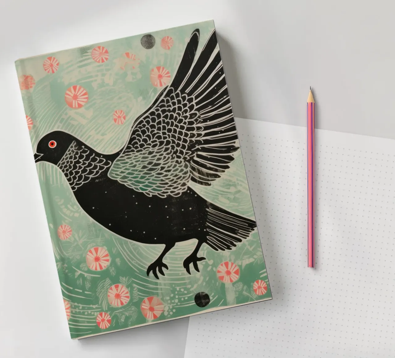 Green Pigeon 4 notebook by Minimal Animal Art