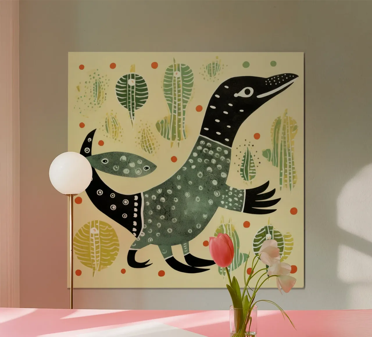 Ornitorinco verde 1 poster con telaio in legno da Minimal Animal Art