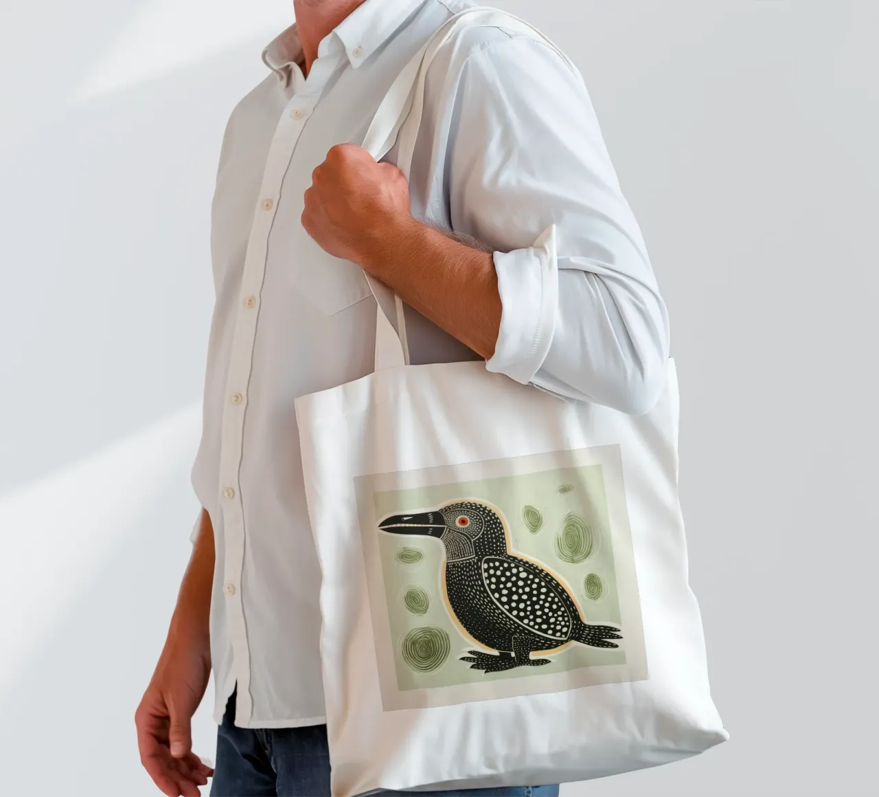 Ornitorinco verde 2 borsa in juta da Minimal Animal Art