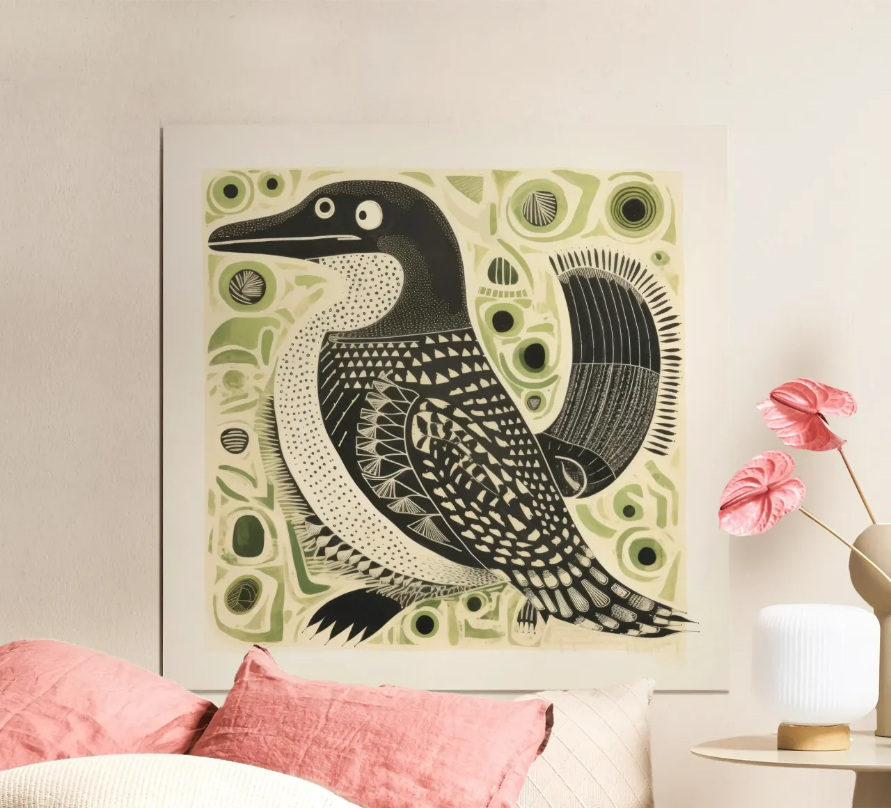 L'ornithorynque vert 3 poster avec cadre en plastique de Minimal Animal Art