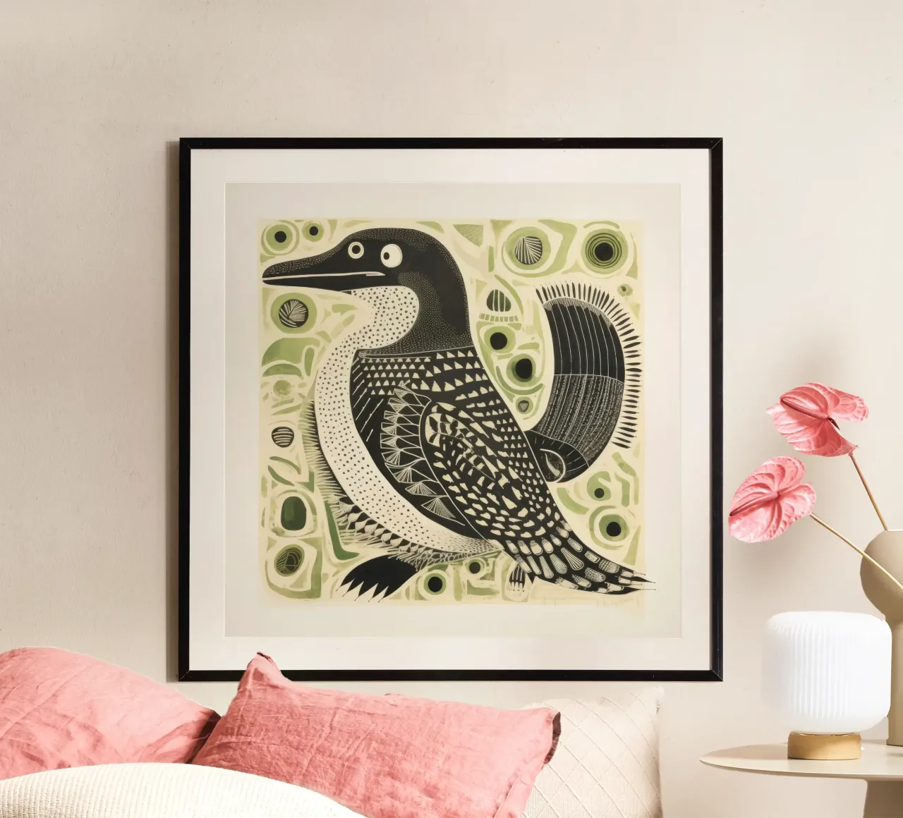 L'ornithorynque vert 3 poster avec cadre en plastique de Minimal Animal Art