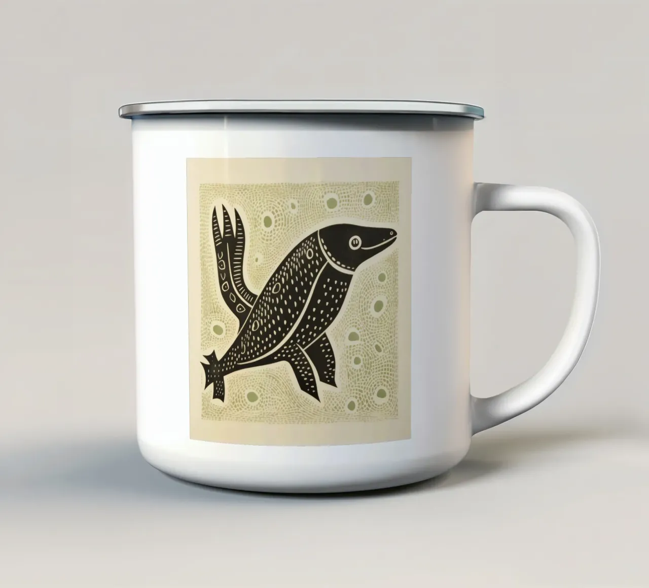 Green Platypus 4 enamel mug by Minimal Animal Art