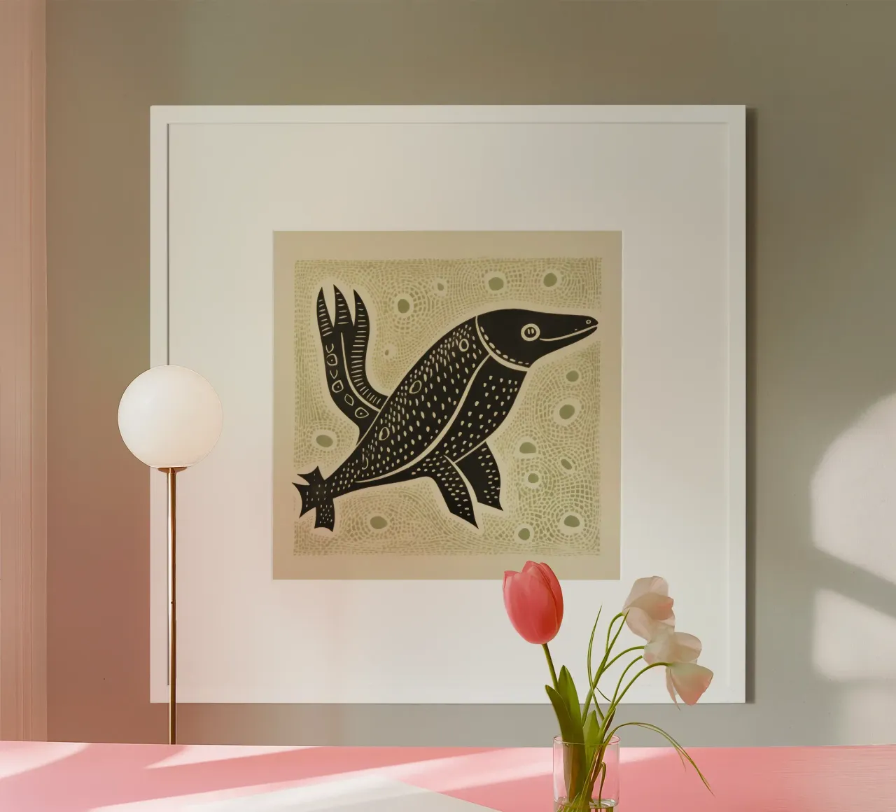 Ornitorinco verde 4 poster con telaio in legno da Minimal Animal Art