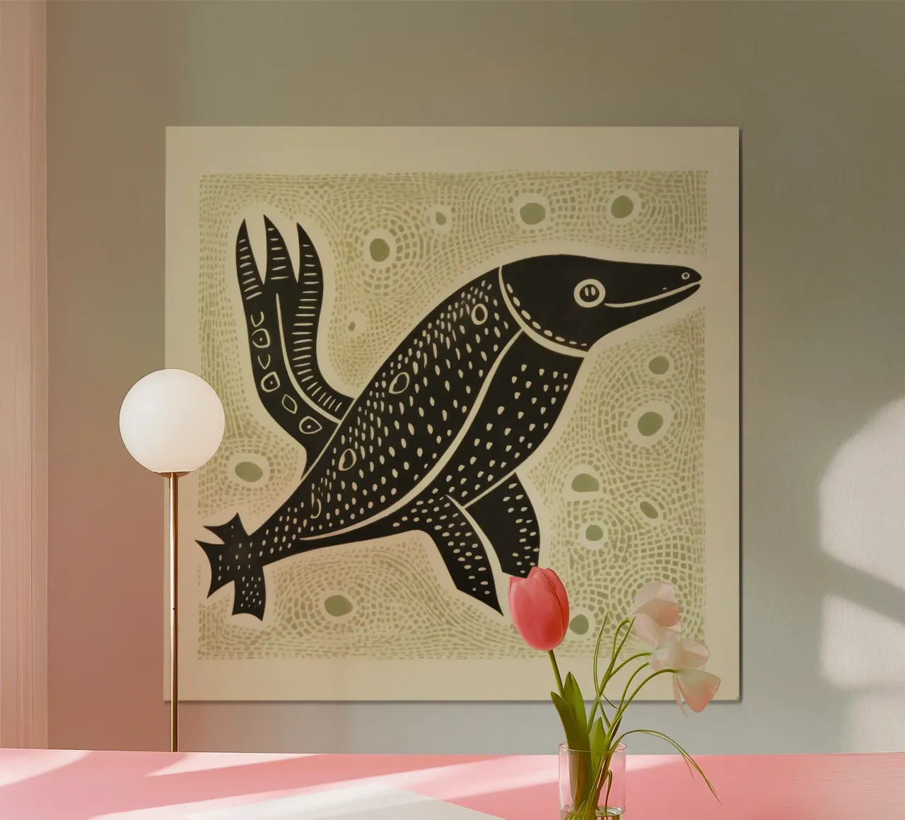 Ornitorinco verde 4 poster con telaio in legno da Minimal Animal Art