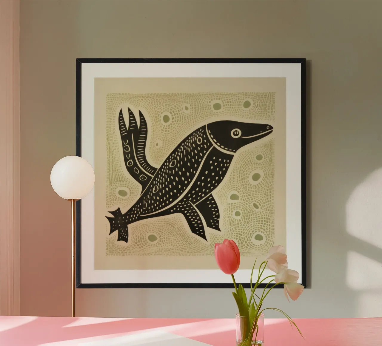 Ornitorinco verde 4 poster con telaio in legno da Minimal Animal Art