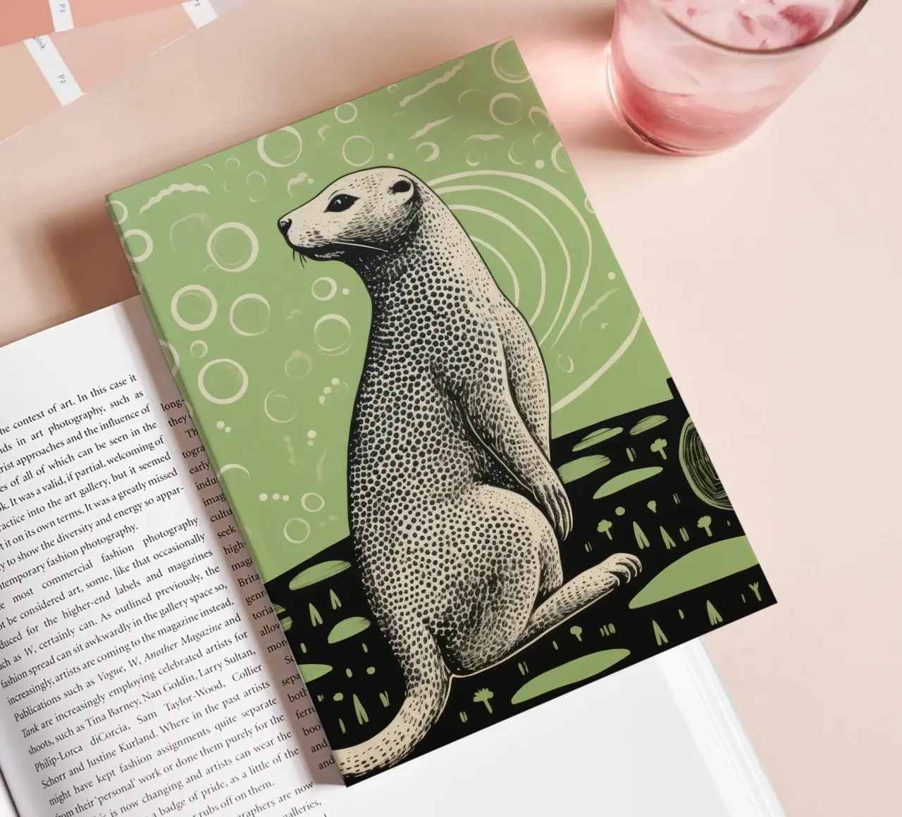Chien de prairie vert 1 carnet de notes de Minimal Animal Art