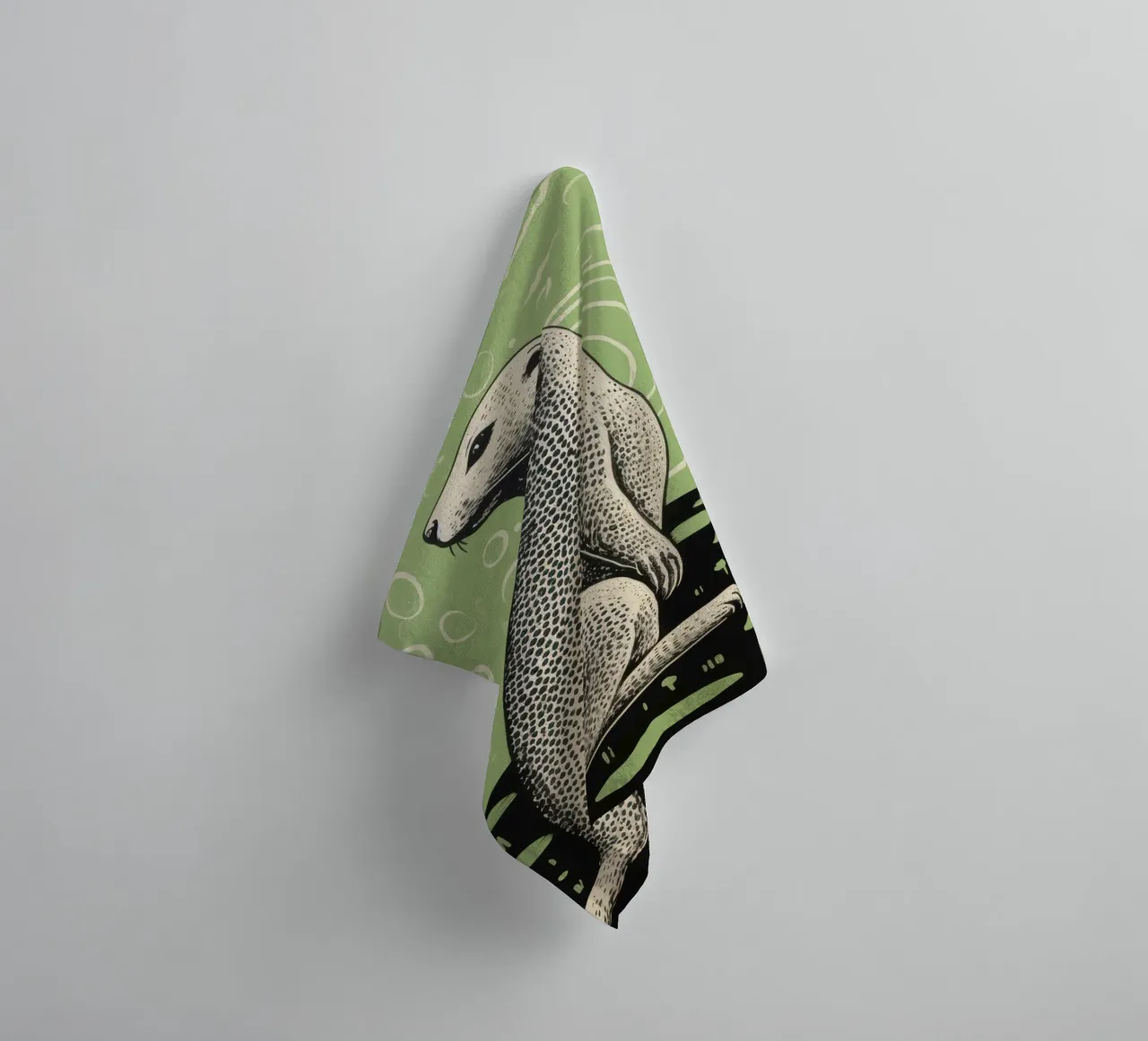 Chien de prairie vert 1 serviette de bain de Minimal Animal Art