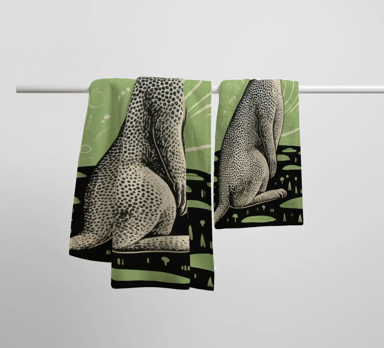 Chien de prairie vert 1 serviette de bain de Minimal Animal Art