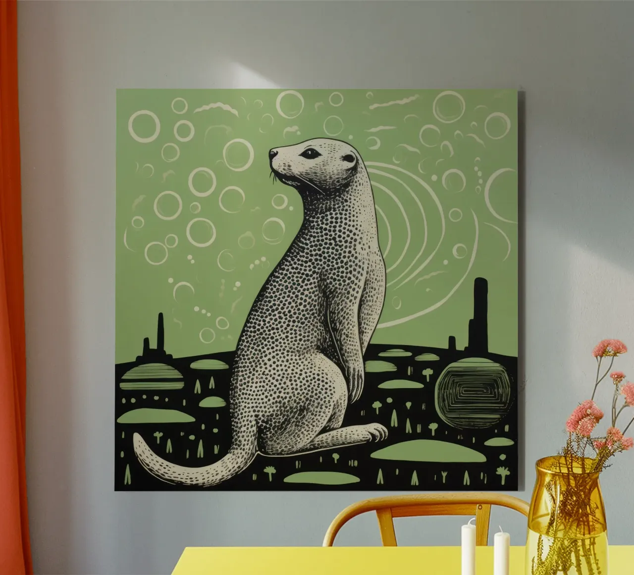 Grüner Präriehund 1 Forex-Platte von Minimal Animal Art