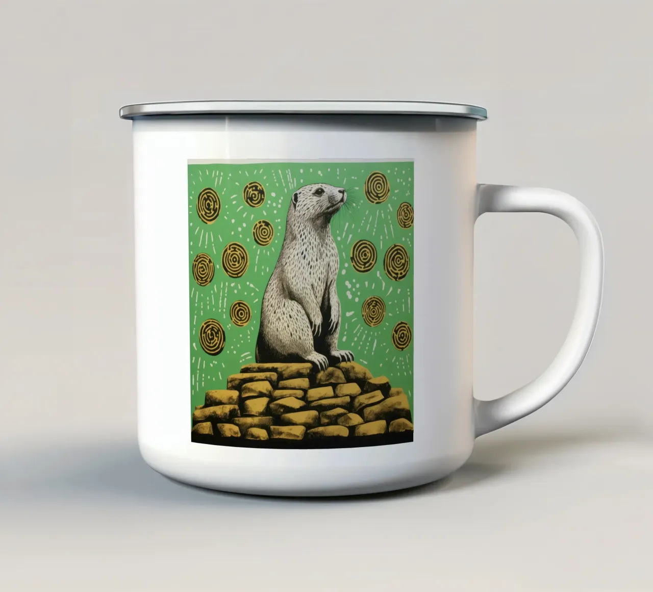 Cane verde della prateria 3 tazza in smalto da Minimal Animal Art