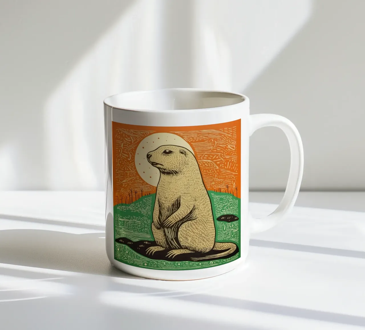 Cane della prateria verde 4 tazza in ceramica da Minimal Animal Art
