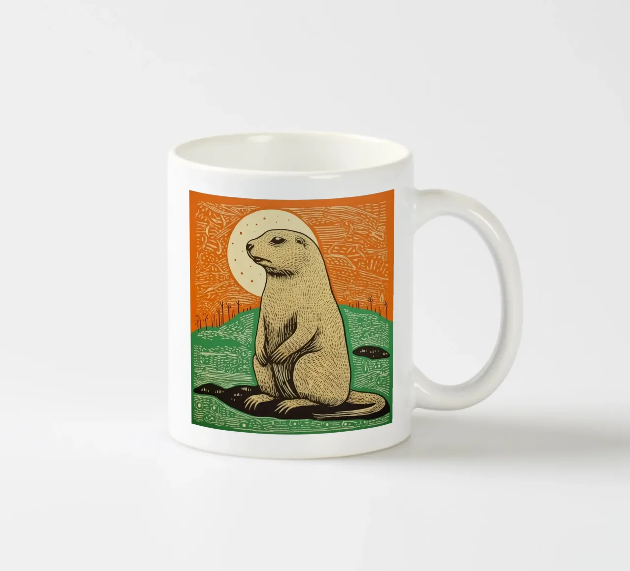 Cane della prateria verde 4 tazza in ceramica da Minimal Animal Art