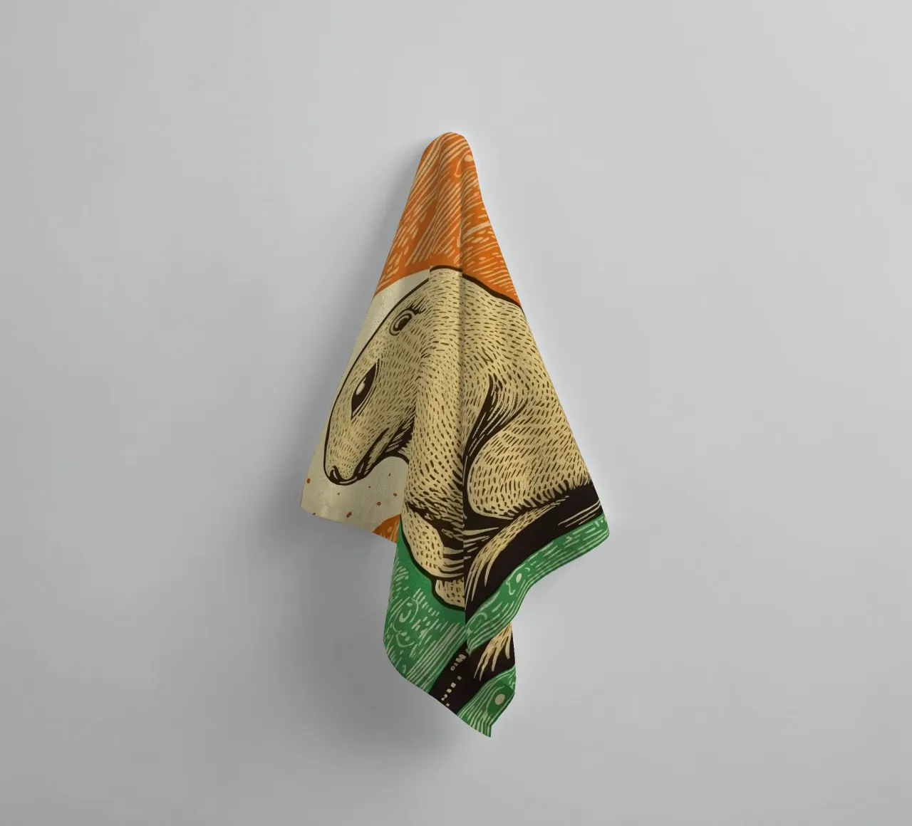 Chien de prairie vert 4 serviette de bain de Minimal Animal Art