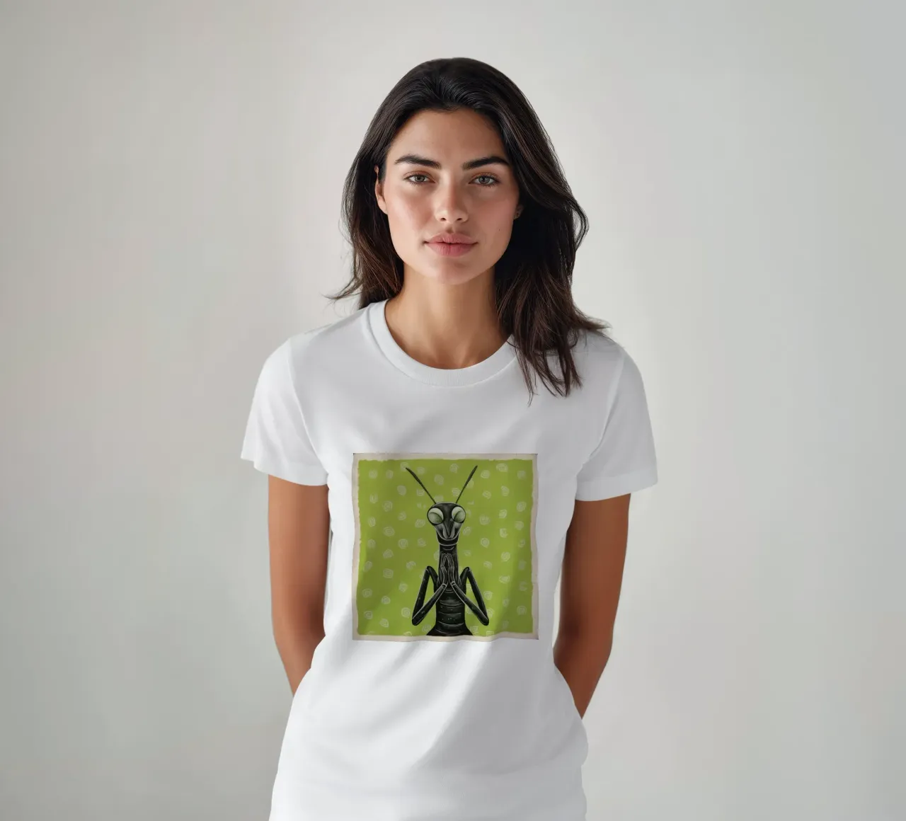 Mantide religiosa verde 1 t-shirt da Minimal Animal Art
