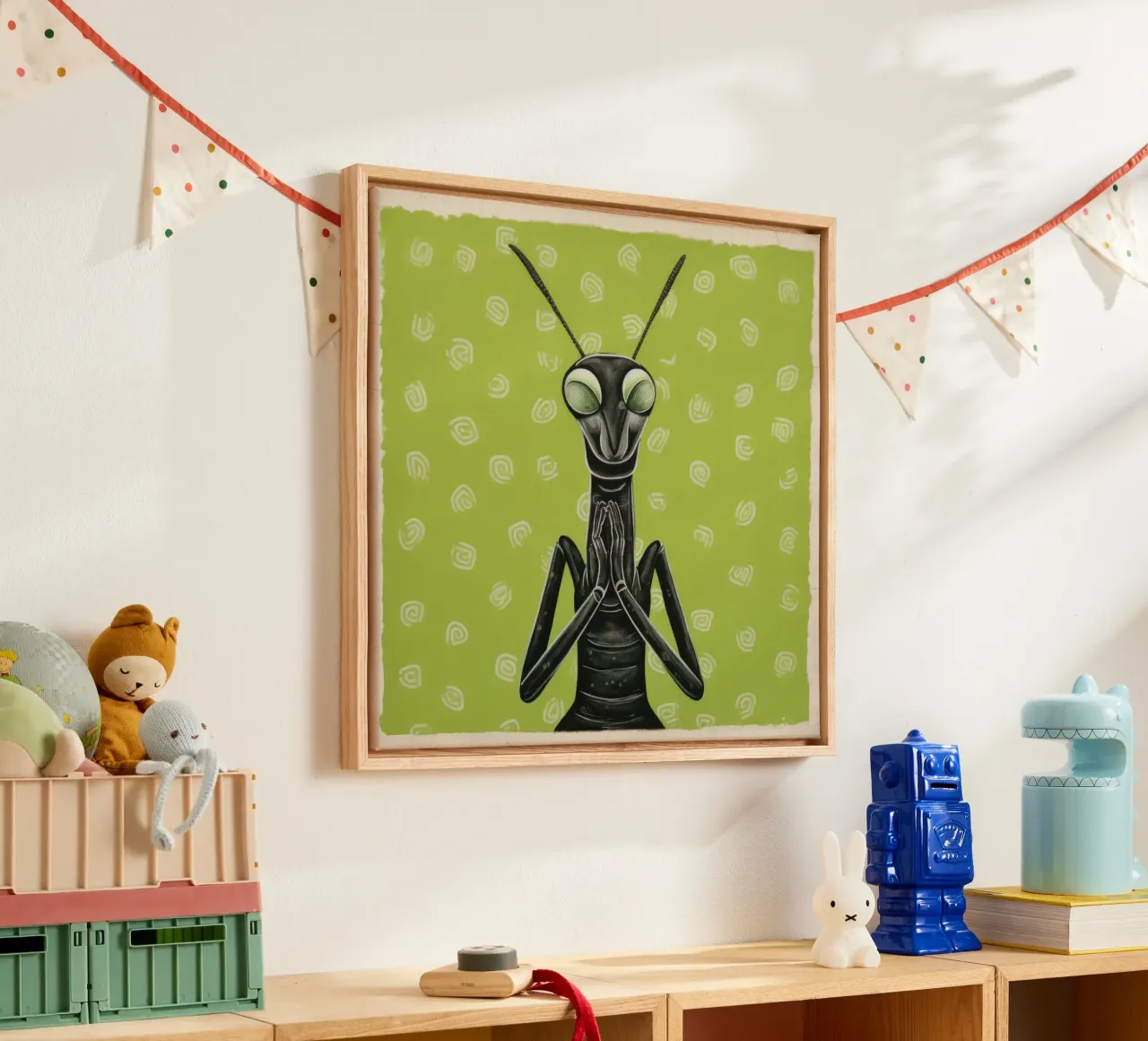 Green Praying Mantis 1 canvas by Minimal Animal Art