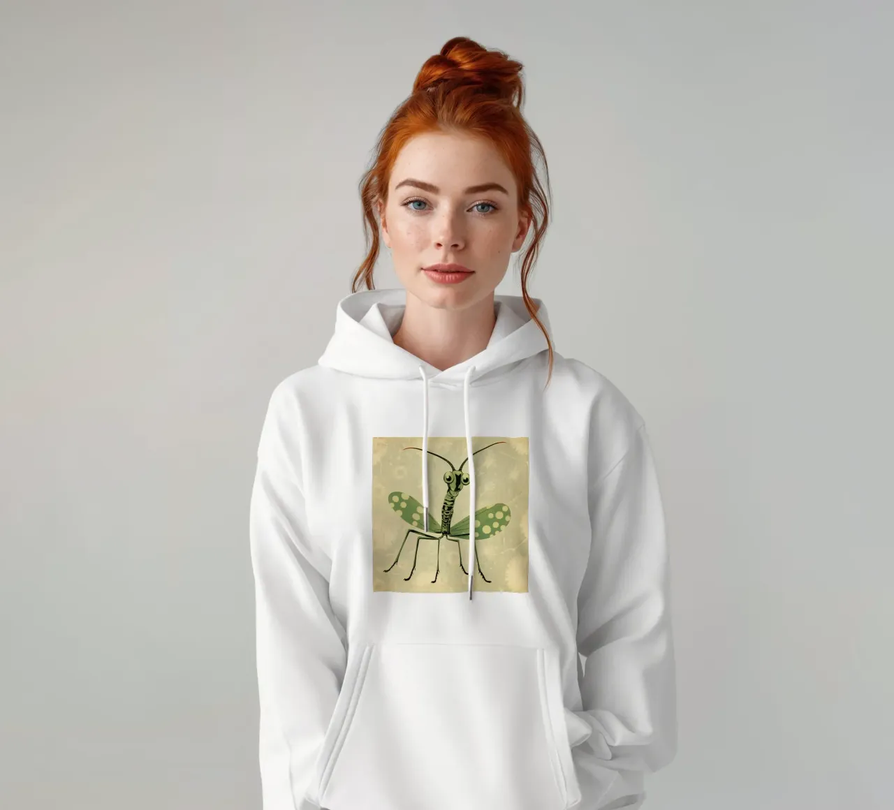 Mantide religiosa verde 2 felpa con cappuccio da Minimal Animal Art