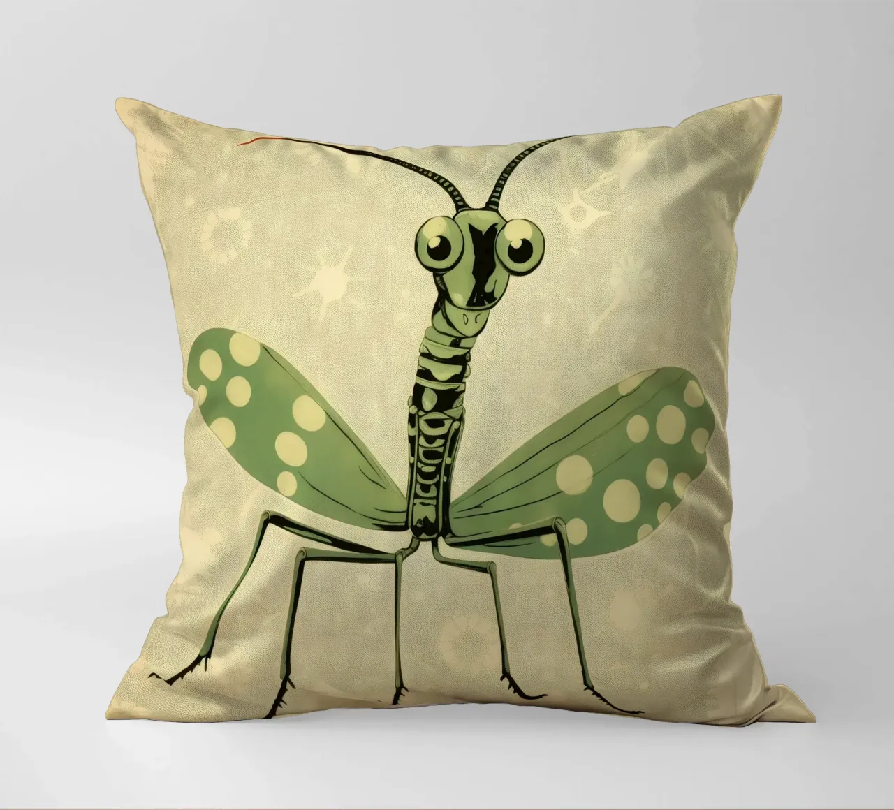 Mantide religiosa verde 2 cuscino da Minimal Animal Art