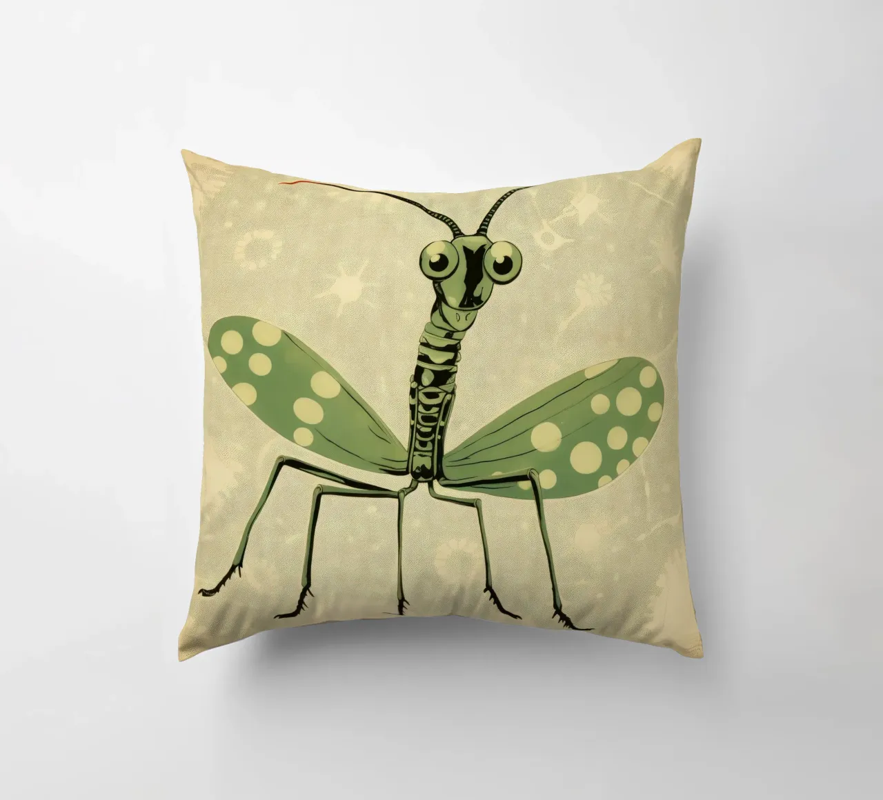 Mantide religiosa verde 2 cuscino da Minimal Animal Art