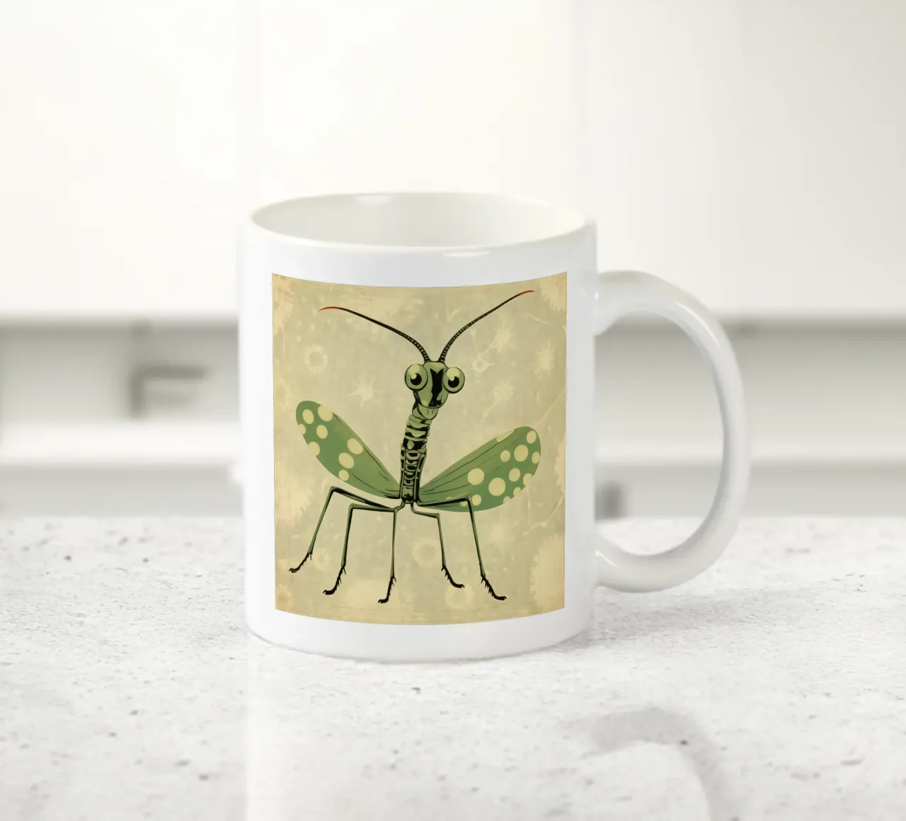 Mantide religiosa verde 2 tazza in ceramica da Minimal Animal Art