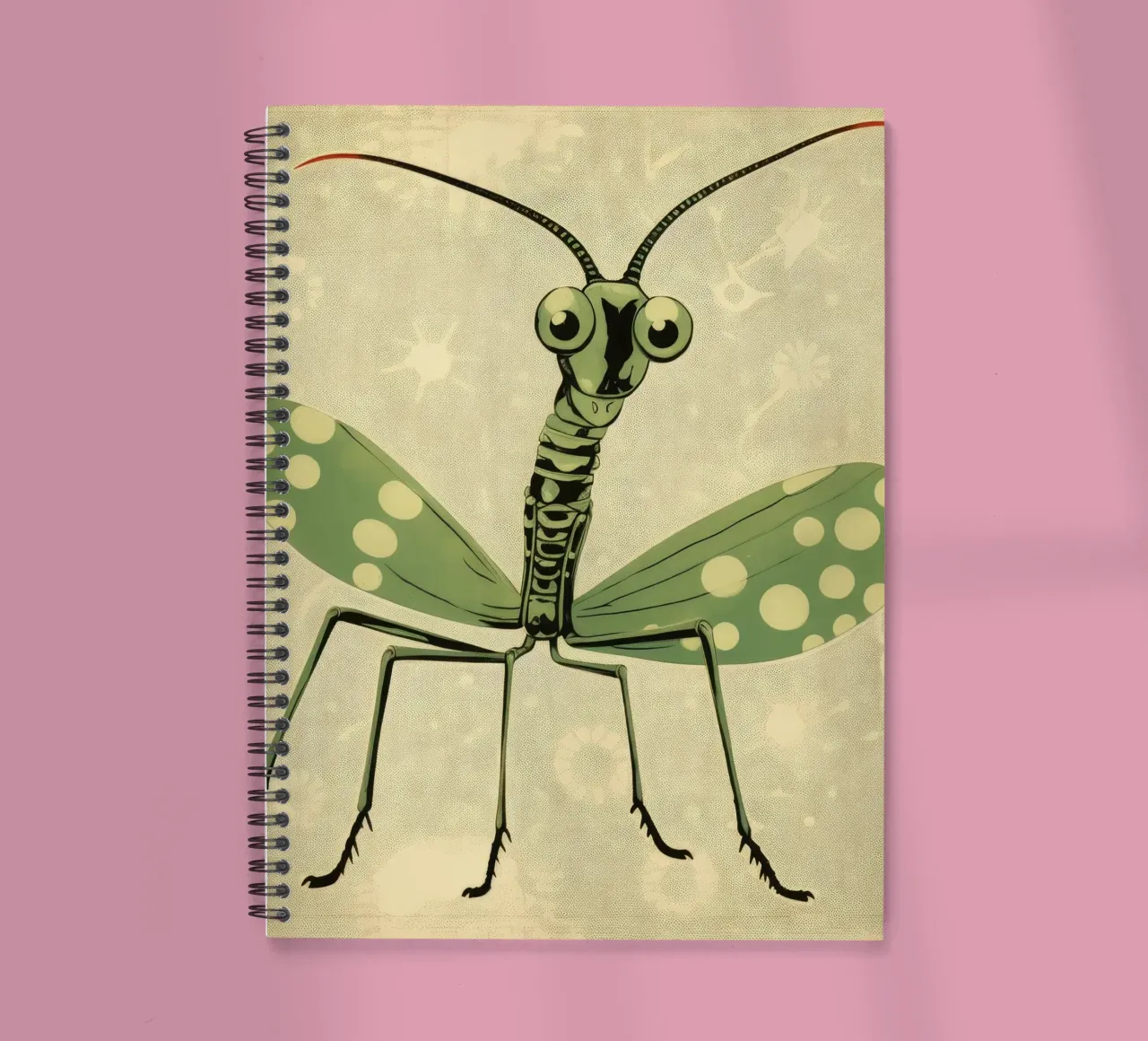 Green Praying Mantis 2 spiral notebook by Minimal Animal Art