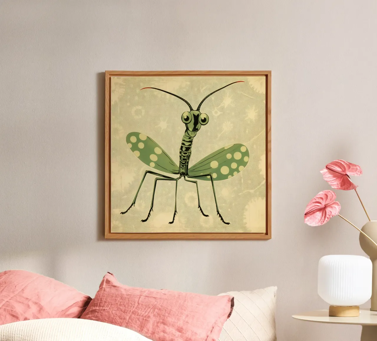 Mantide religiosa verde 2 alluminio dibond da Minimal Animal Art
