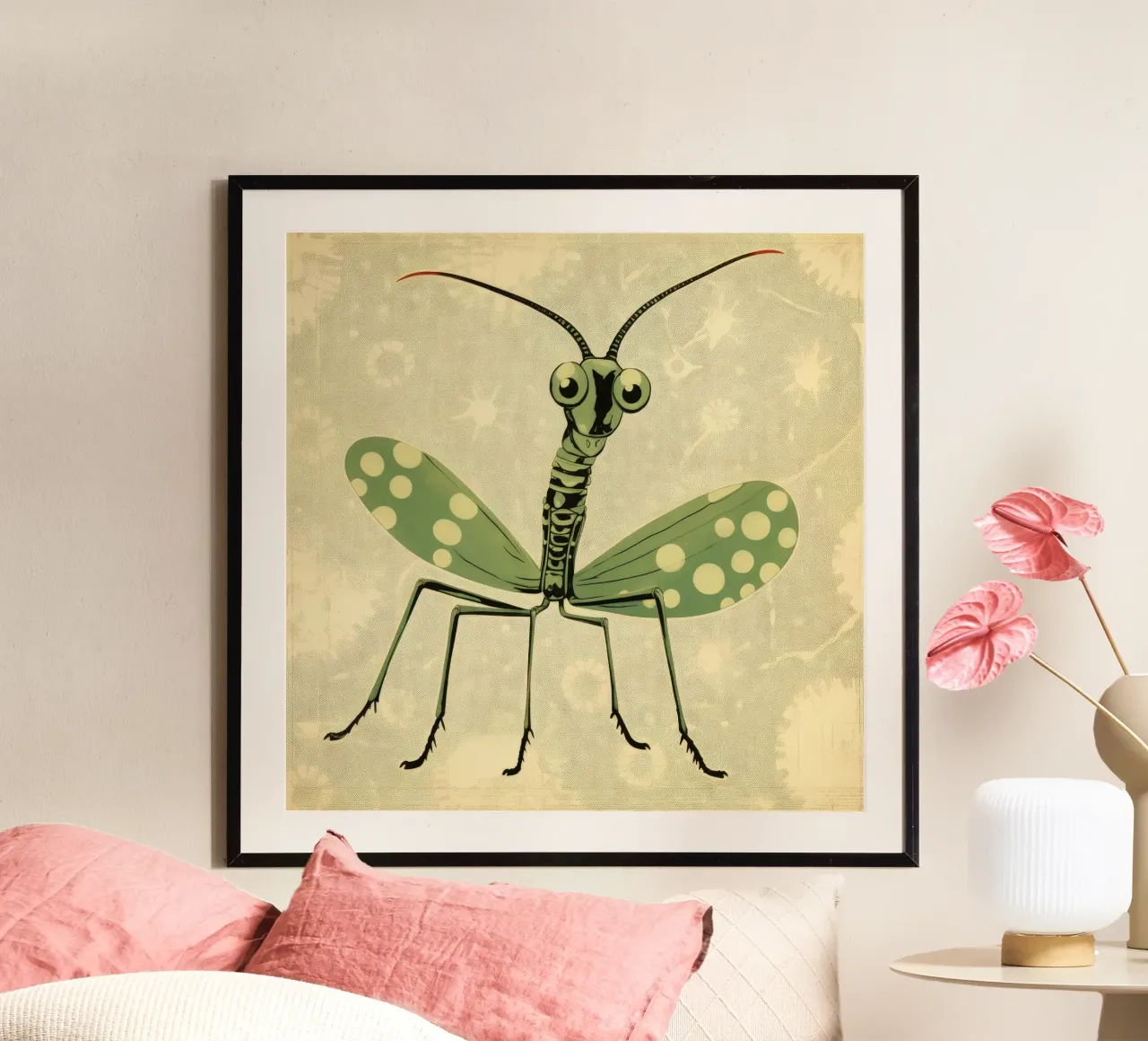 Green Praying Mantis 2 hahnemühle by Minimal Animal Art