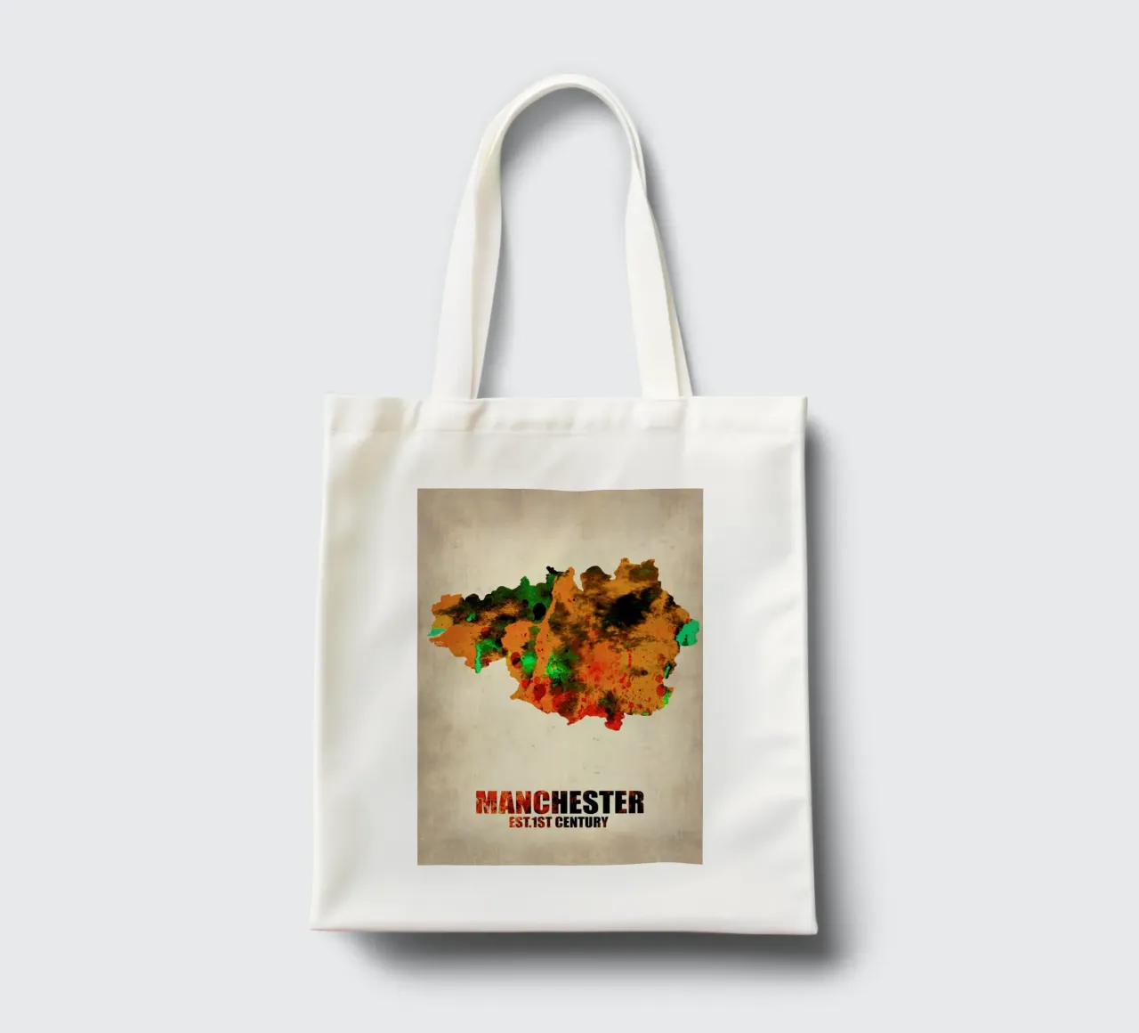 Manchester Watercolor Map borsa in juta da Naxart