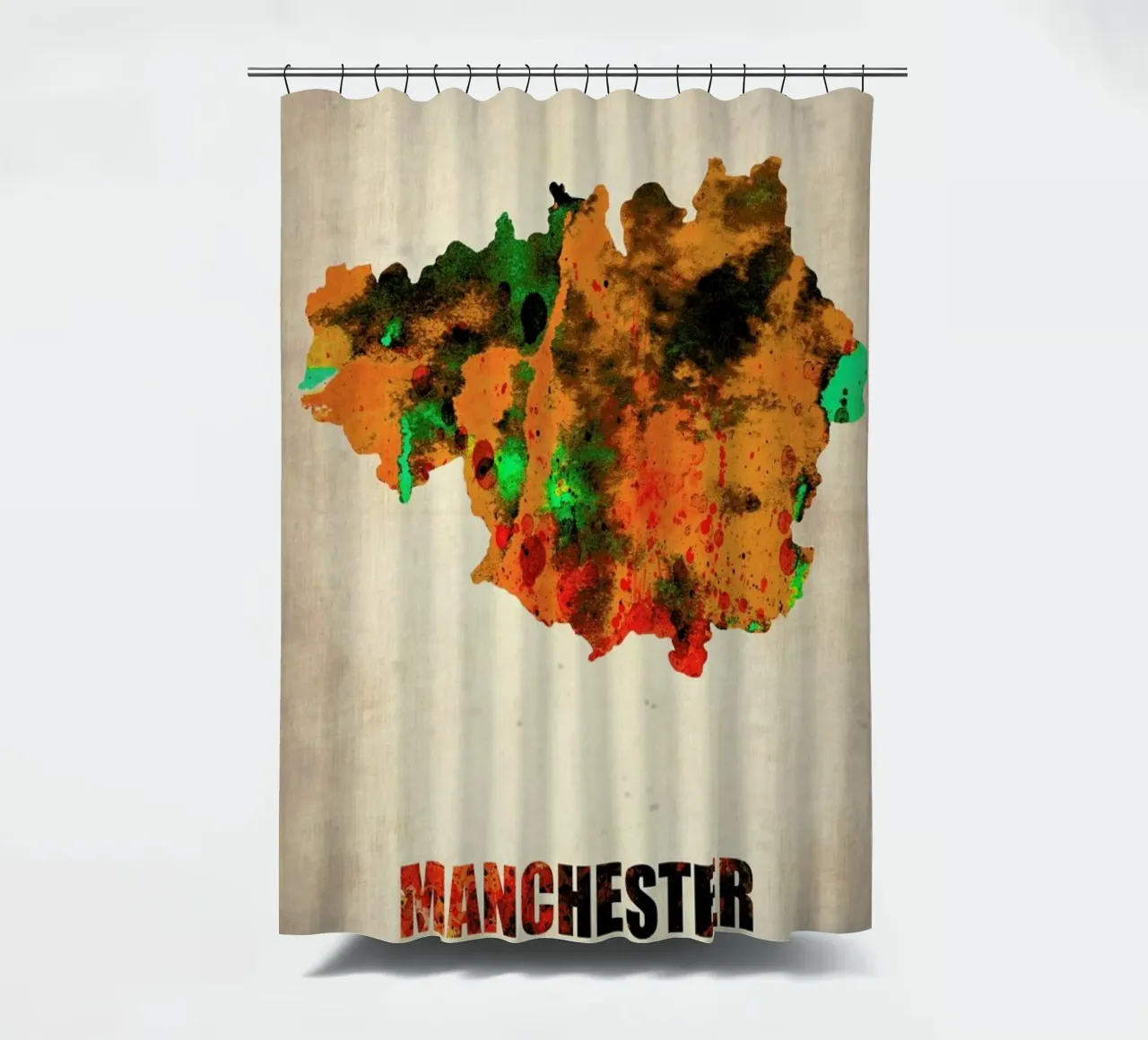 Manchester Watercolor Map tenda da doccia da Naxart