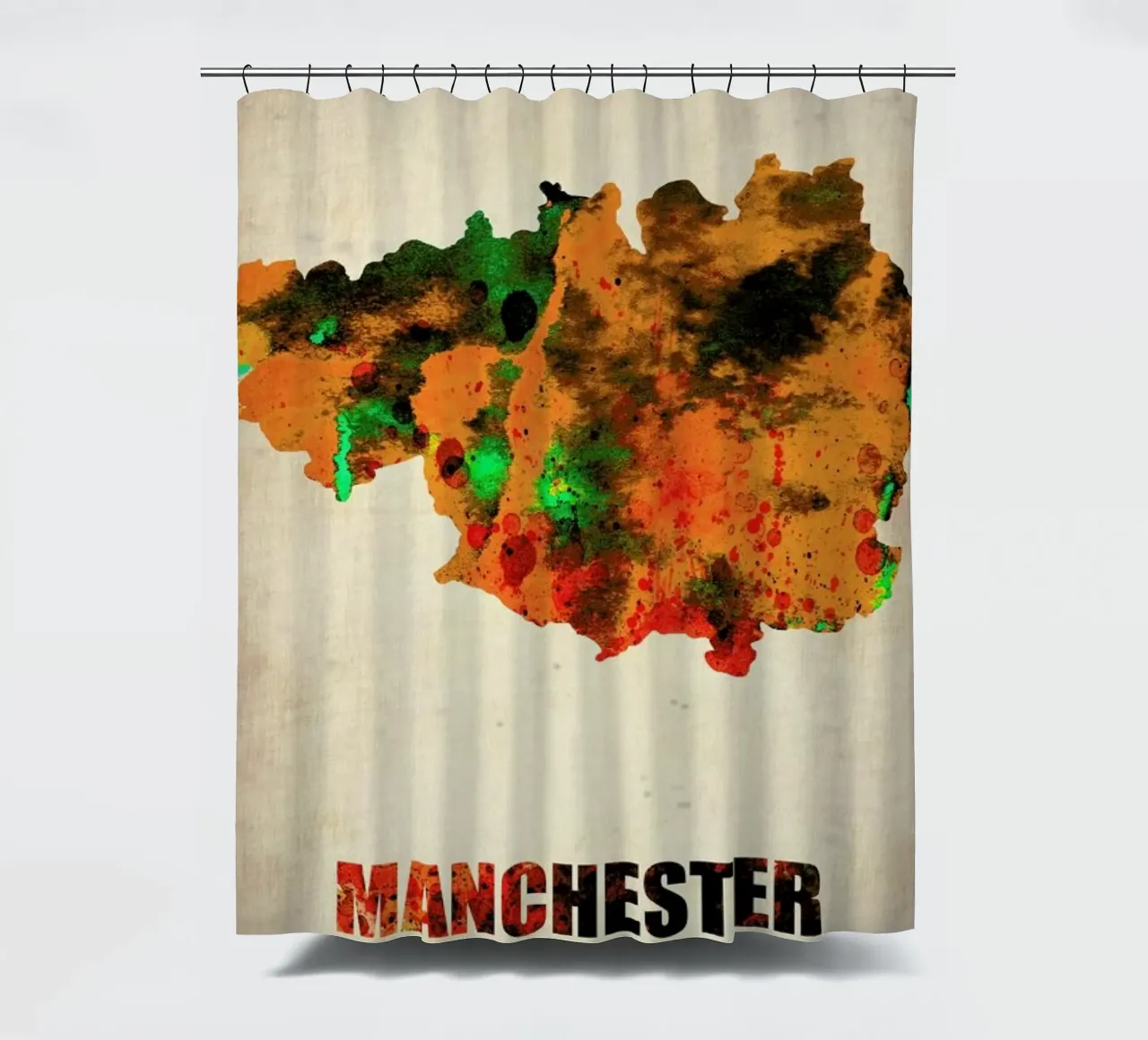 Manchester Watercolor Map tenda da doccia da Naxart