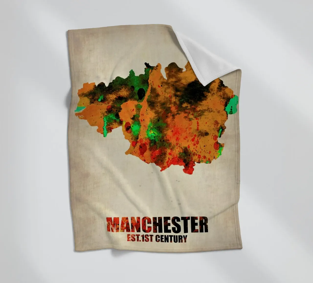Manchester Watercolor Map coperta in pile da Naxart