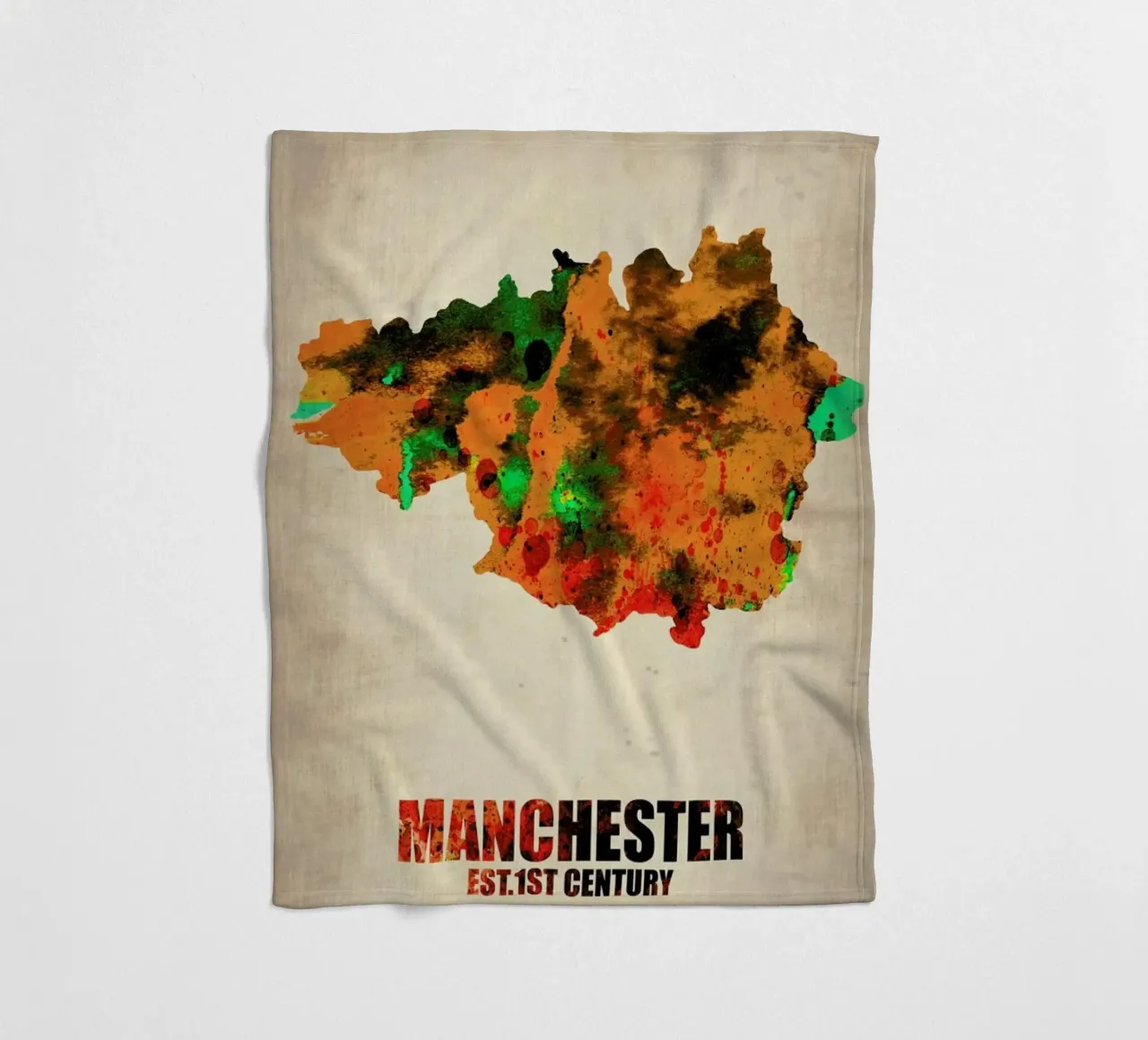 Manchester Watercolor Map coperta in pile da Naxart