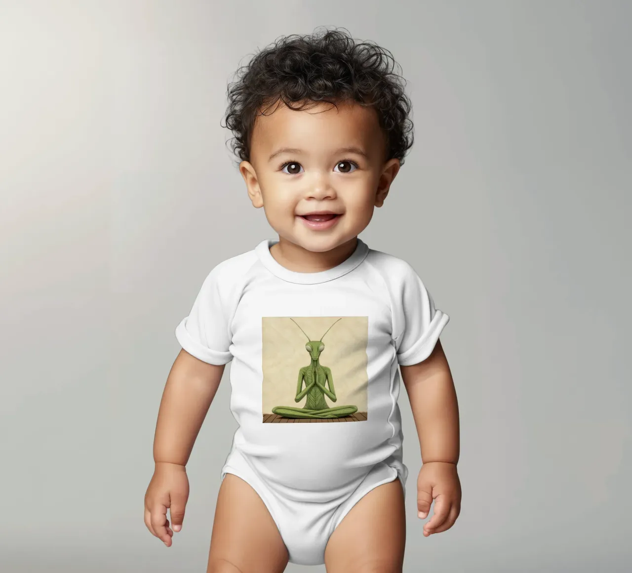 Mantide religiosa verde 3 body neonato maniche corte da Minimal Animal Art