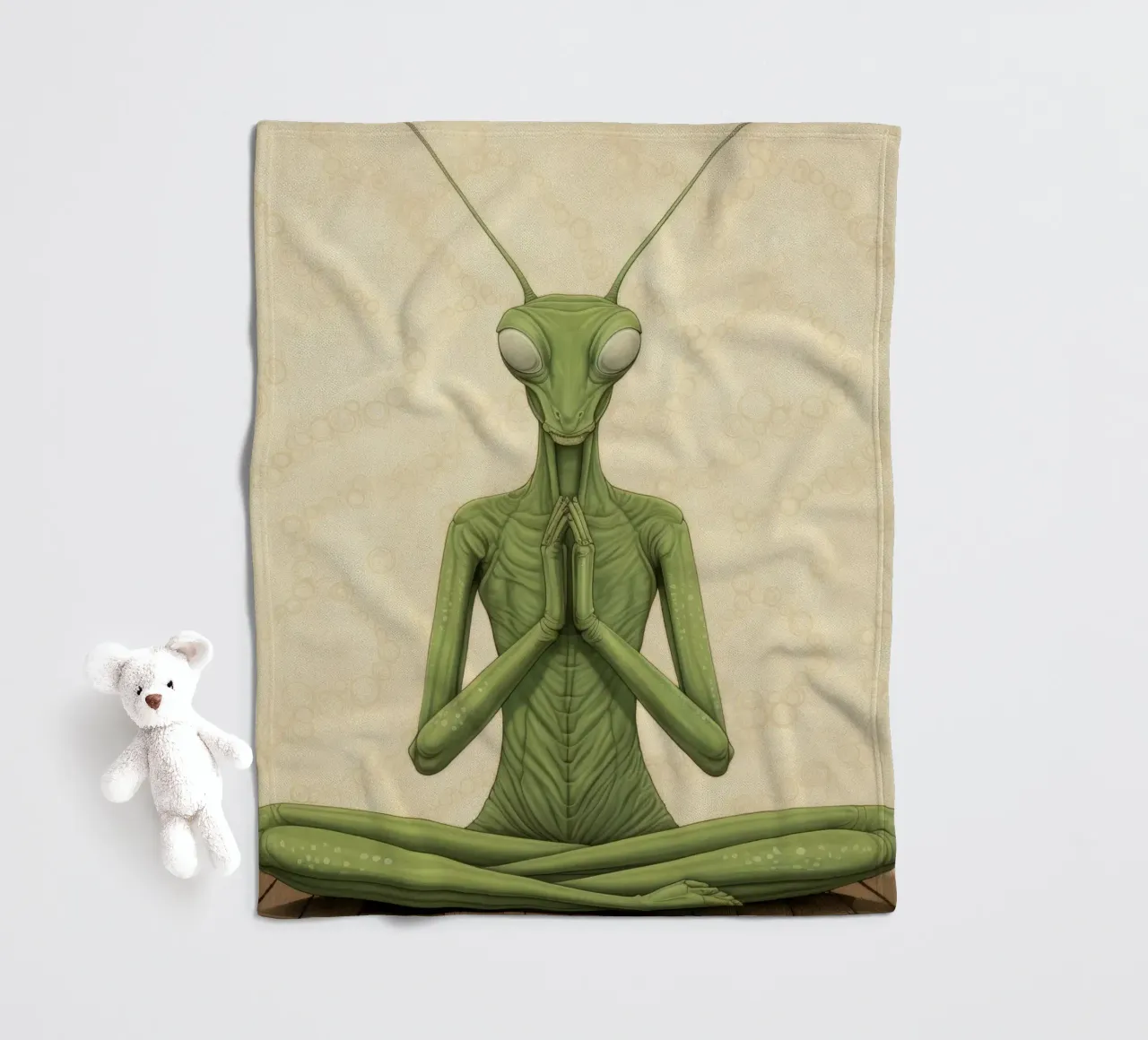 Mantide religiosa verde 3 coperta in pile da Minimal Animal Art