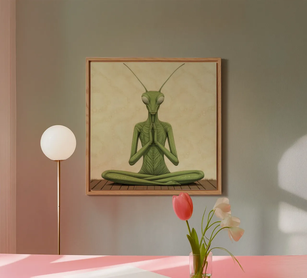 Mantide religiosa verde 3 alluminio dibond da Minimal Animal Art