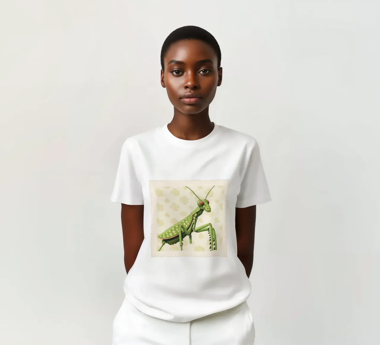 Mantide religiosa verde 4 t-shirt da Minimal Animal Art