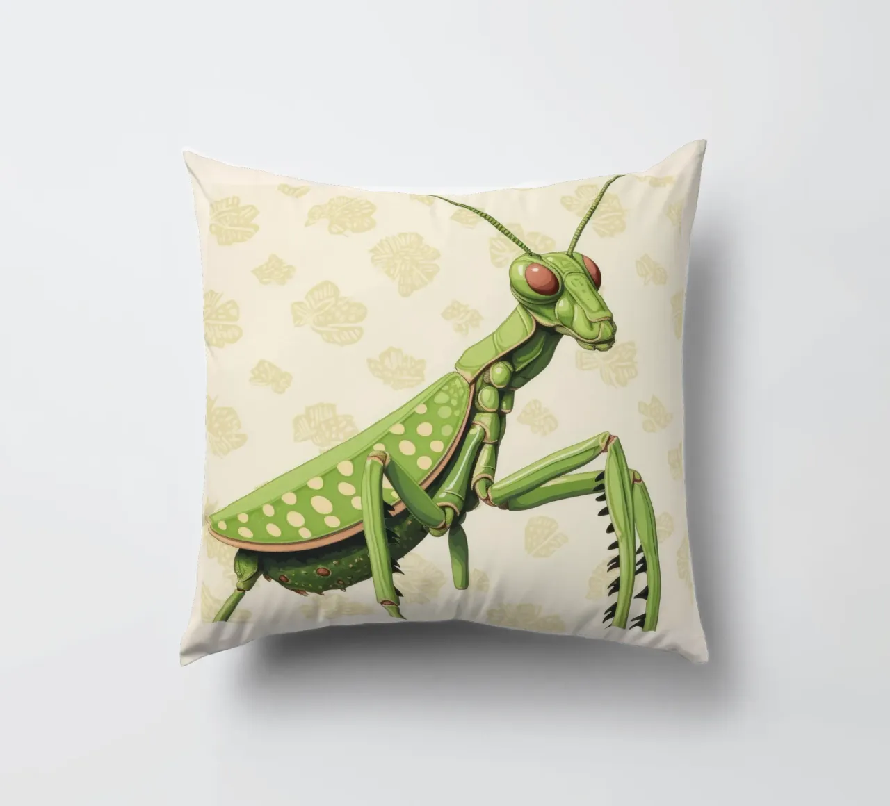 Mantide religiosa verde 4 cuscino da Minimal Animal Art