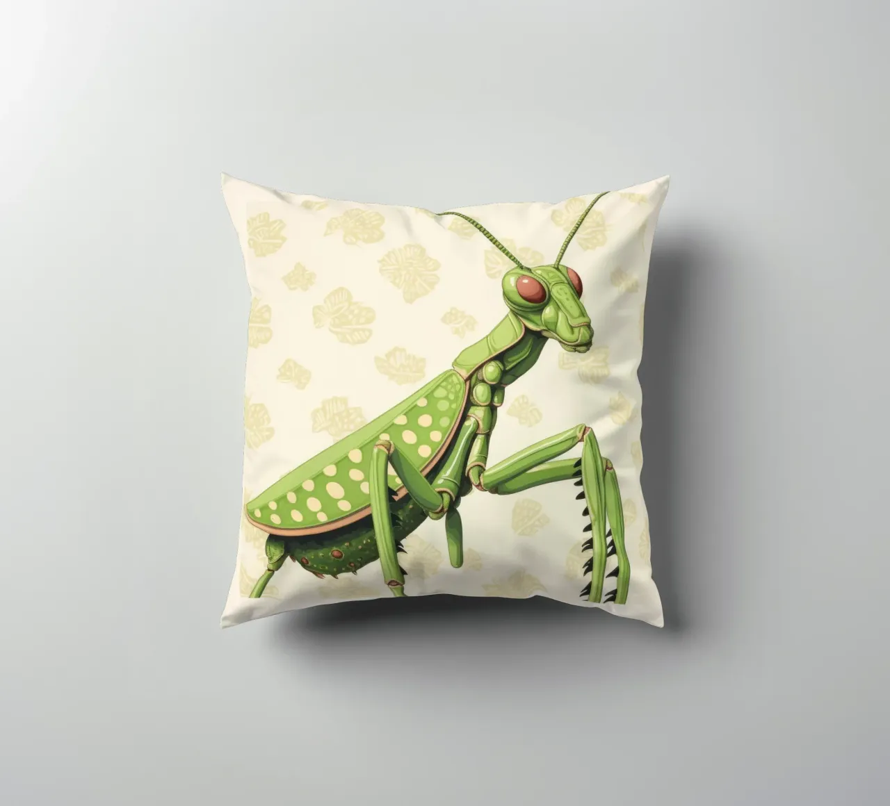 Mantide religiosa verde 4 cuscino da Minimal Animal Art