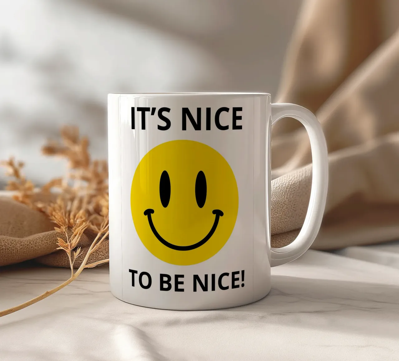 IT'S NICE TO BE NICE! tazza in ceramica da edsonramosart
