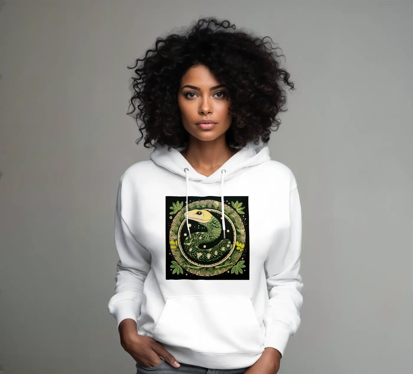 Green Python hoodie by Minimal Animal Art